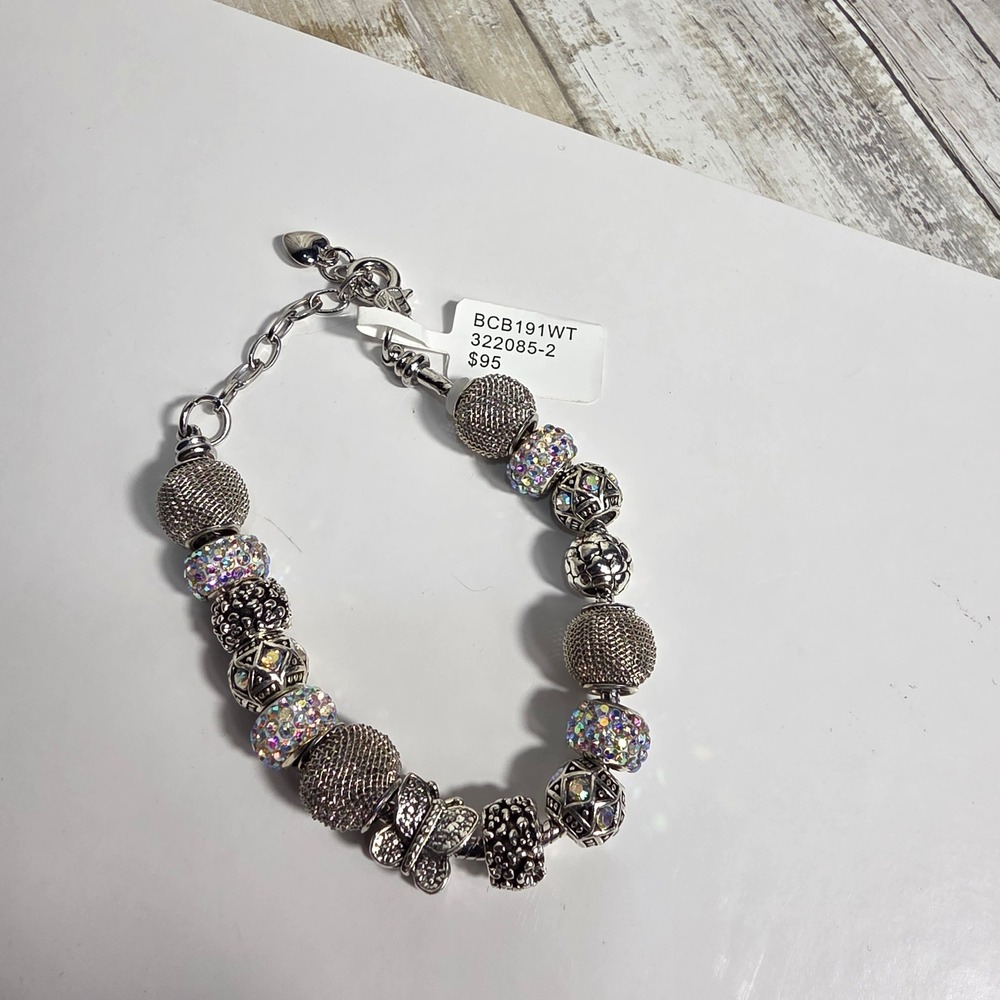 Bon Voyage Silver Tone Butterfly Crystal Charm Bracelet BCB191WT NIB - Picture 7 of 8